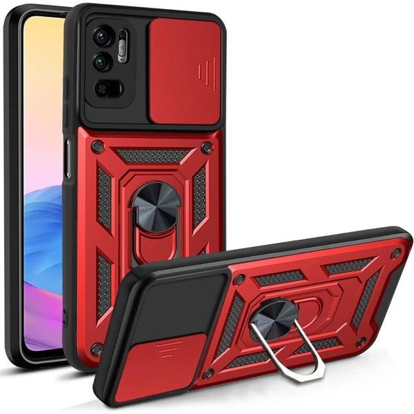 Xiaomi Poco M3 Pro 5G Custodia Con Anello, Supporto, Protezione Della Fotocamera, Paraurti In Tpu, Custodia In Silicone Per Xiaomi Poco M3 Pro 5G Rosso-image