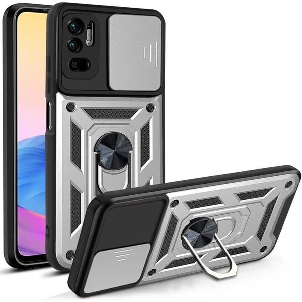 Xiaomi Poco M3 Pro 5G Custodia Con Anello, Supporto, Protezione Per Fotocamera, Paraurti In Tpu, Custodia In Silicone Per Xiaomi Poco M3 Pro 5G Argento-image