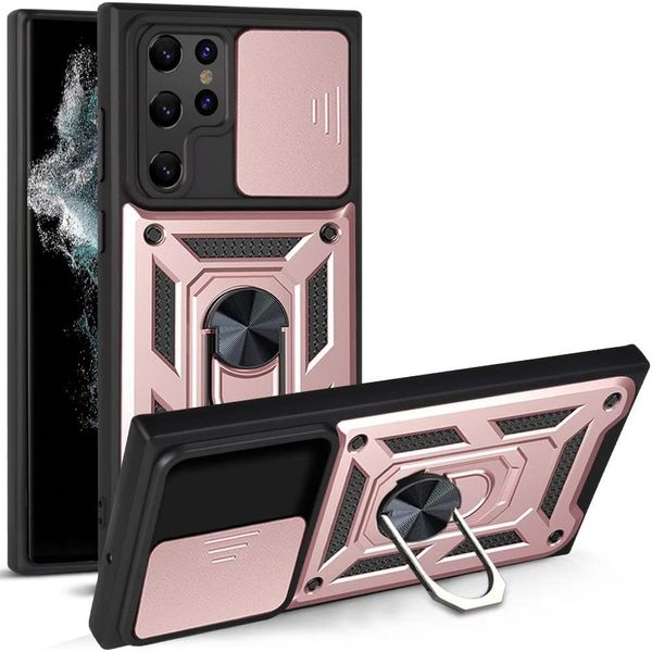 Galaxy S22 Ultra 5G Custodia Con Anello, Supporto, Protezione Fotocamera, Paraurti In Tpu, Custodia In Silicone Per Samsung Galaxy S22 Ultra 5G Rosa-image