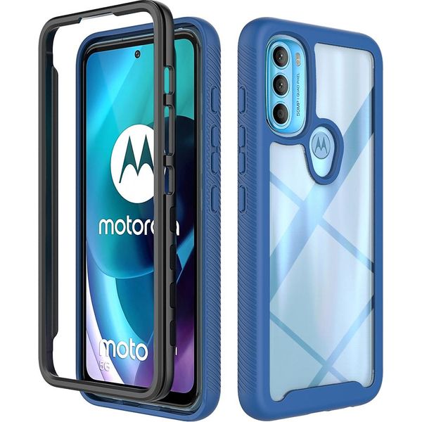 Moto G71 5G Case, Hybrid Transparent Back Cover, Rugged Tpu Bumper, Custodia Antiurto Per Motorola Moto G71 5G Blu Scuro-image