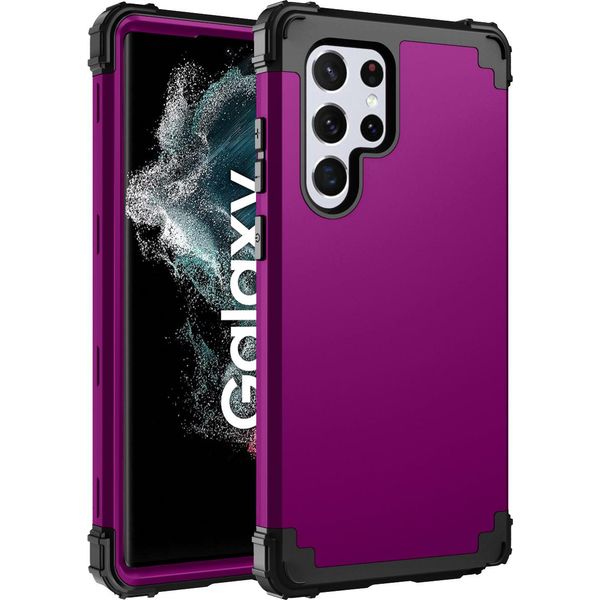 Custodia Per Samsung Galaxy S23 Ultra Hybrid 3In1 Pc E Tpu Antiurto, Custodia Resistente Viola-image