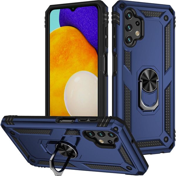 Custodia Per Samsung Galaxy A13 4G A Doppio Strato Robusta, Protezione Militare Con Supporto Ad Anello E Supporto Blu-image