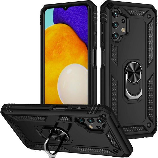 Custodia Per Samsung Galaxy A13 4G A Doppio Strato Robusta, Protezione Militare Con Supporto Ad Anello E Supporto Nero-image