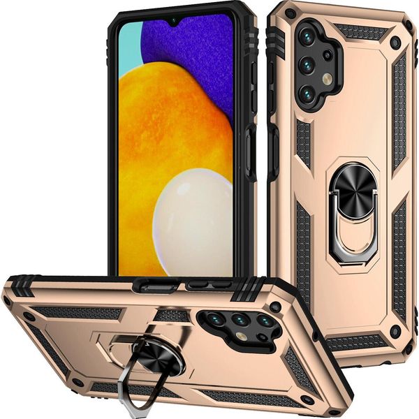 Custodia Per Samsung Galaxy A13 4G A Doppio Strato Robusta, Protezione Militare Con Supporto Ad Anello E Supporto Oro-image