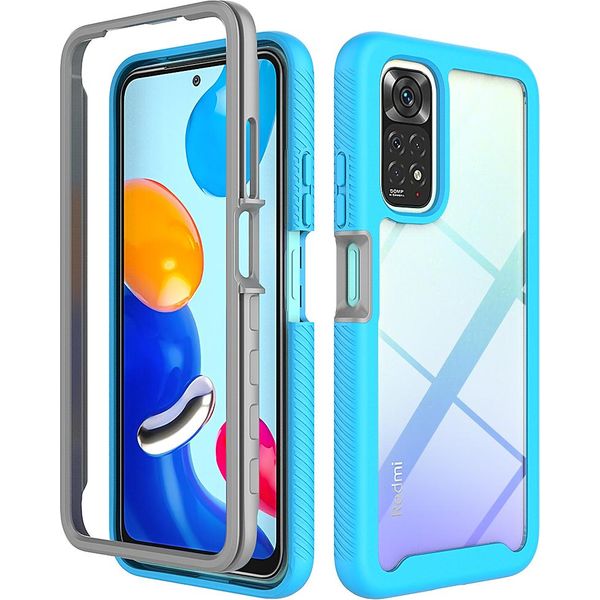 Redmi Note 11S Case, Hybrid Trasparente Indietro Robusto Paraurti Tpu Antiscivolo Antiurto Custodia Protettiva Completa Per Xiaomi Redmi Note 11 / Note 11S Blue-image