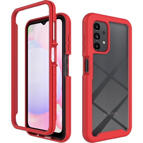 Custodia Galaxy A13 4G, Copertura Posteriore Trasparente Ibrida, Robusto Paraurti In Tpu, Custodia Antiurto Per Samsung Galaxy A13 4G Rosso-image