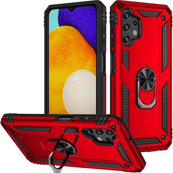 Custodia Per Samsung Galaxy A13 4G A Doppio Strato Robusta, Protezione Militare Con Supporto Ad Anello E Supporto Rosso-image