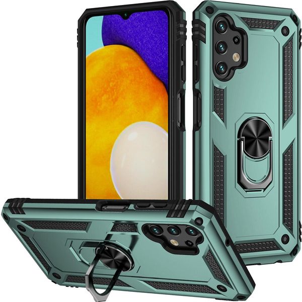 Custodia Per Samsung Galaxy A13 4G A Doppio Strato Robusta, Protezione Militare Con Supporto Ad Anello E Supporto Verde-image