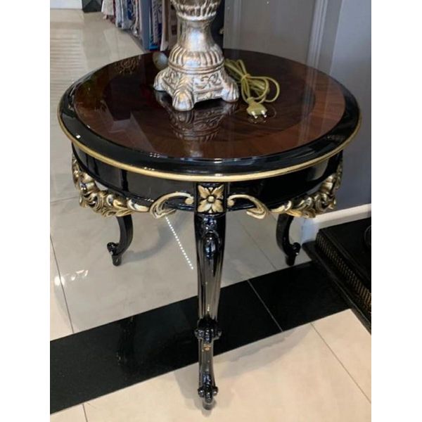 Casa Padrino - Tavolino Barocco Marrone / Nero / Oro - Tavolo In Legno Massiccio Fatto A Mano In Stile Barocco - Mobili Da Salotto Barocchi - Nobile & Magnifico-image