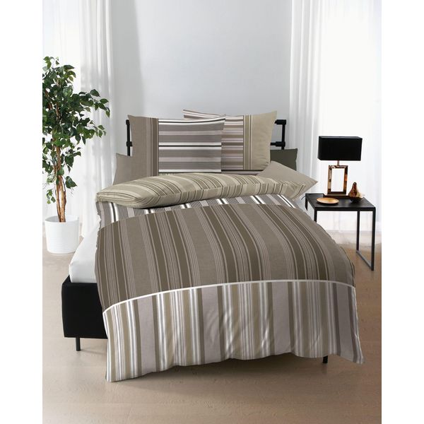 Kaeppel Mako Satin Biancheria Da Letto Sandro 155X220 Cm + 80X80 Cm Olive-image