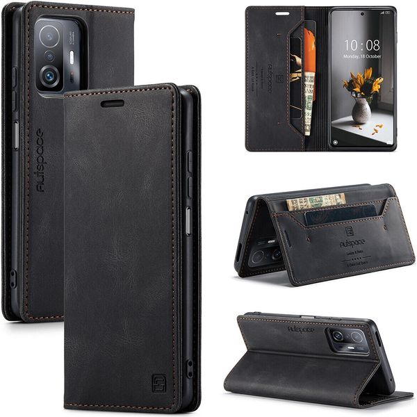 Xiaomi 11T Case, Retro Custodia In Finto Cuoio, Stand E Custodia Protettiva Per Xiaomi 11T / Mi 11T Pro Nero-image