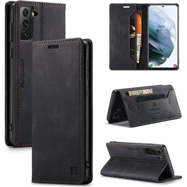 Samsung Galaxy S21+ 5G Case, Retro Custodia In Finto Cuoio, Stand E Custodia Protettiva Per Samsung Galaxy S21 Plus 5G Nero-image