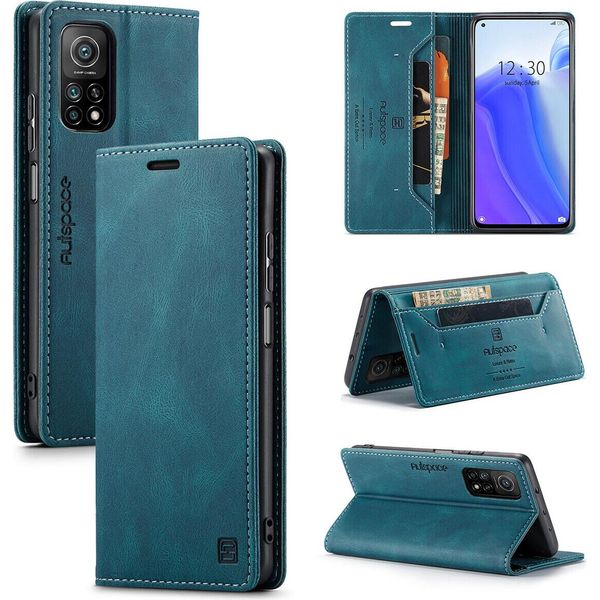 Xiaomi Mi 10T / Mi 10T Pro Case, Retro Custodia In Finto Cuoio, Stand E Custodia Protettiva Per Xiaomi Mi 10T / Mi 10T Pro Blu-image