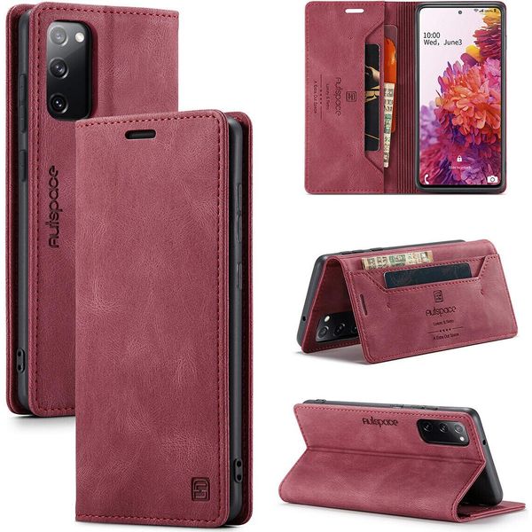 Samsung Galaxy S20 Fe Case, Retro Custodia In Finto Cuoio, Stand E Custodia Protettiva Per Samsung Galaxy S20 Fe 5G Rosso-image