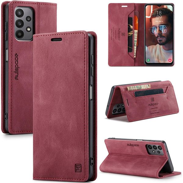 Custodia Galaxy A23 4G, Custodia Retrò In Finto Cuoio, Supporto E Custodia Protettiva Per Samsung Galaxy A23 4G Rosso-image