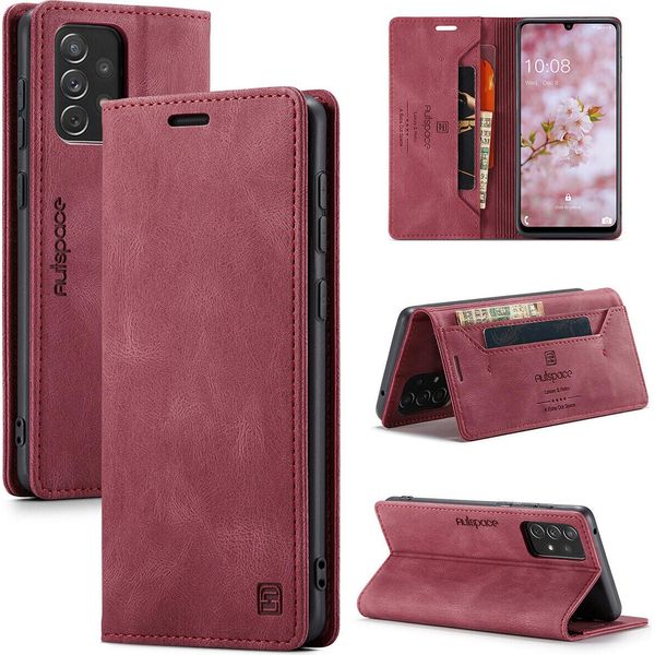 Galaxy A33 5G Case, Retro Custodia In Finto Cuoio, Stand E Custodia Protettiva Per Samsung Galaxy A33 5G Rosso-image
