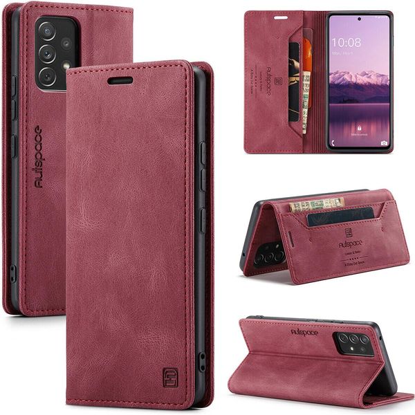 Galaxy A53 5G Case, Retro Custodia In Finto Cuoio, Stand E Custodia Protettiva Per Samsung Galaxy A53 5G Rosso-image