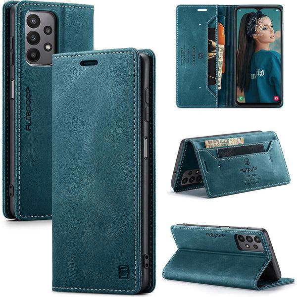 Custodia Galaxy A23 4G, Custodia Retrò In Finto Cuoio, Supporto E Custodia Protettiva Per Samsung Galaxy A23 4G Blu-image