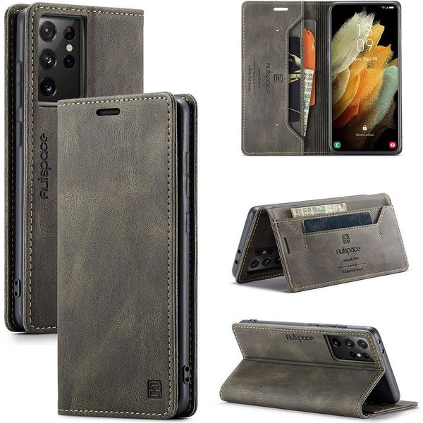 Samsung Galaxy S21 Ultra 5G Custodia, Retro Custodia In Finto Cuoio, Stand E Custodia Protettiva Per Samsung Galaxy S21 Ultra 5G Kupfer-image