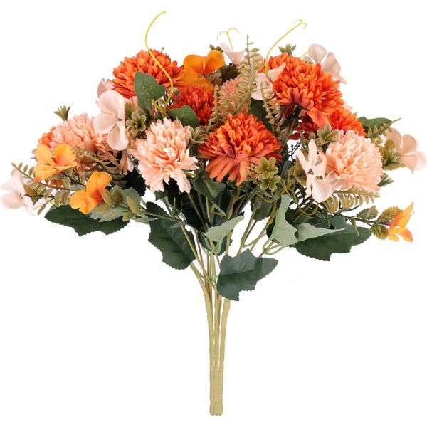 3 Pezzi Fiori Artificiali Fiori Di Seta Ortensie Fiori Artificiali Crisantemi Fiori Decorazione Fiori Finti Per La Decorazione Della Tavola Centrotavola Festa Casa Ufficio Vaso Decorazione Da Tavolo (Giallo)-image