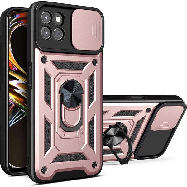 Custodia Realme 8I Con Anello, Supporto, Protezione Fotocamera, Paraurti In Tpu, Custodia In Silicone Per Oppo Realme 8I Rosa-image