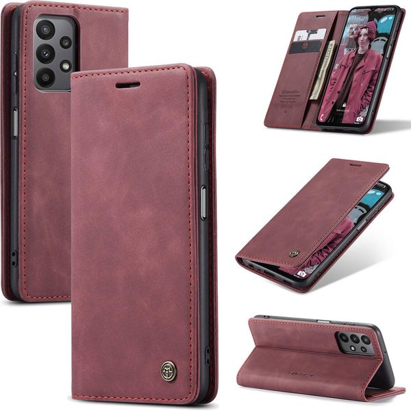Custodia Galaxy A23 4G, Custodia Retrò In Finto Cuoio Con Funzione Stand Custodia Protettiva Per Samsung Galaxy A23 4G Rosso-image