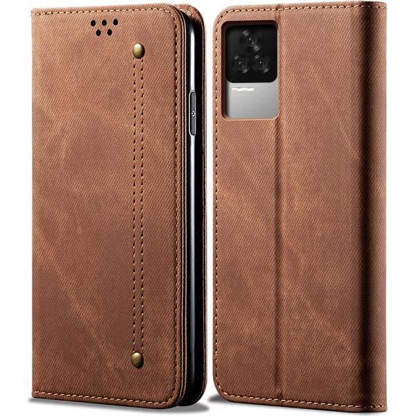 Custodia Redmi K50, Custodia Protettiva In Pelle Flip Bookstyle Con Supporto Per Xiaomi Redmi K50 Marrone-image