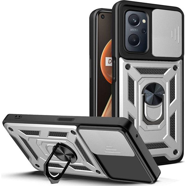 Custodia Realme 9I Con Anello, Supporto, Protezione Fotocamera, Paraurti In Tpu, Custodia In Silicone Per Oppo Realme 9I Argento-image