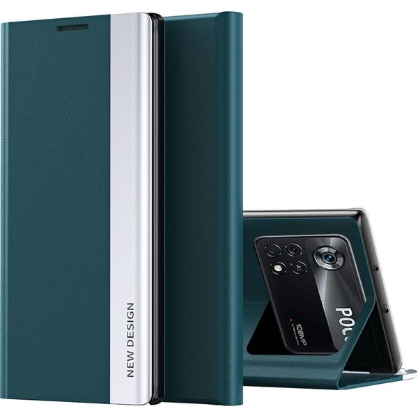 Xiaomi Poco X4 Pro 5G Case, Finto Cuoio Magnetic Flip Stand Custodia Protettiva Per Xiaomi Poco X4 Pro 5G Verde-image