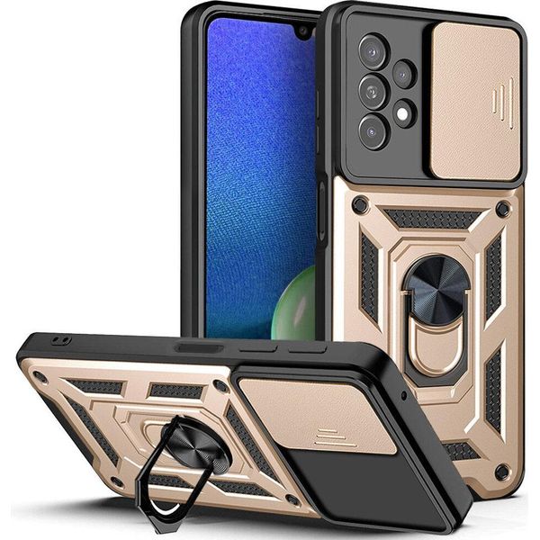 Galaxy A13 4G Custodia Con Anello Supporto Supporto Scivolare Fotocamera Protezione Tpu Paraurti Silicone Custodia Protettiva Per Samsung Galaxy A13 4G Oro-image