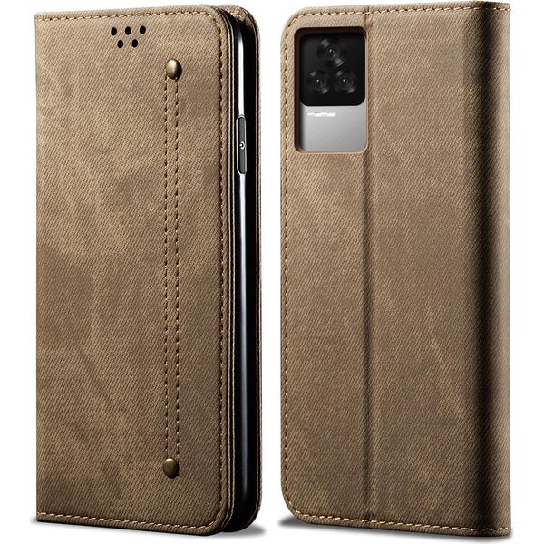Custodia Redmi K50, Custodia A Portafoglio In Pelle Con Chiusura Magnetica E Supporto Per Xiaomi Redmi K50 Khaki-image