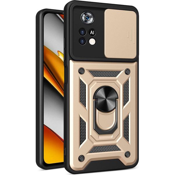 Xiaomi Poco X4 Pro 5G Custodia Con Anello, Supporto, Protezione Fotocamera, Paraurti In Tpu, Custodia In Silicone Per Xiaomi Poco X4 Pro 5G Oro-image