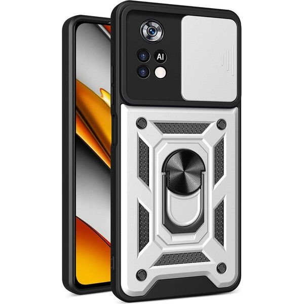 Xiaomi Poco X4 Pro 5G Custodia Con Anello, Supporto, Protezione Fotocamera, Paraurti In Tpu, Custodia In Silicone Per Xiaomi Poco X4 Pro 5G Argento-image