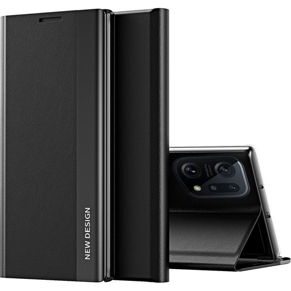 Custodia Oppo Find X5, Custodia Magnetica In Finto Cuoio Con Funzione Stand Per Oppo Find X5 Nero-image