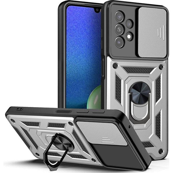 Galaxy A13 4G Custodia Con Anello, Supporto, Protezione Fotocamera, Paraurti In Tpu, Custodia In Silicone Per Samsung Galaxy A13 4G Argento-image