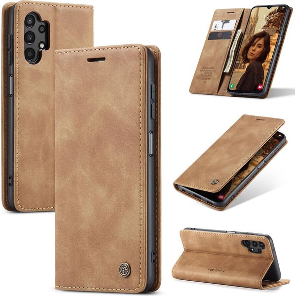 Galaxy A13 4G Case, Retro Custodia In Finto Cuoio Con Funzione Di Stand Custodia Protettiva Per Samsung Galaxy A13 4G Brown-image