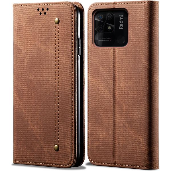 Custodia Redmi 10C, Custodia A Portafoglio In Pelle Con Chiusura Magnetica E Supporto Per Xiaomi Redmi 10C Brown Brown-image