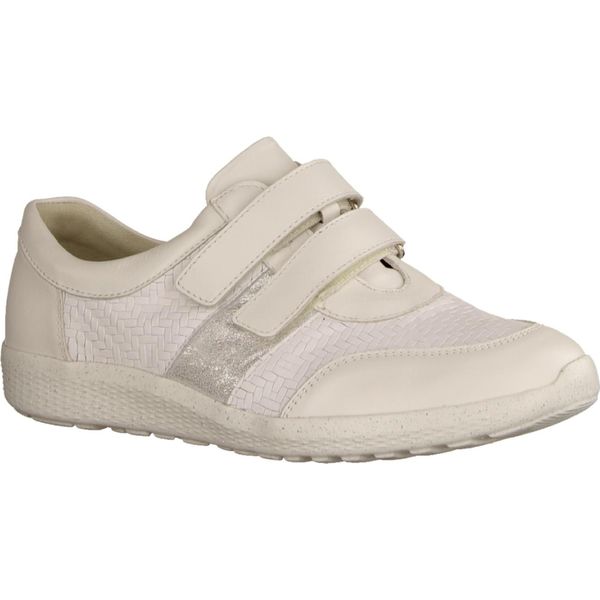 WaldläUfer M-Ira 815301-663 Scarpa Slip-On Da Donna, Comoda, In Pelle, Bianco/Argento, Nuovo - Ballerina Comoda Da Donna / Scarpa Slip-On, Bianca, In Pelle (Memphis Woven Bufa)-image