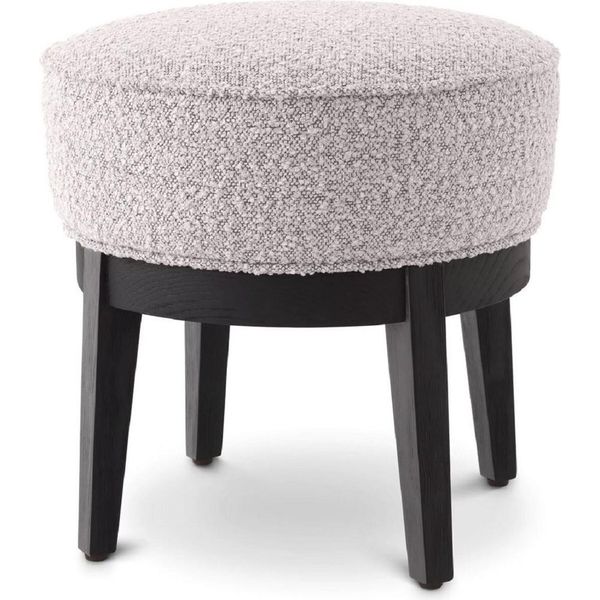 Sgabello Casa Padrino Grigio / Nero Ø 45,5 X H. 47 Cm - Sgabello Rotondo Da Salotto - Sgabello Rotondo Moderno - Mobili-image