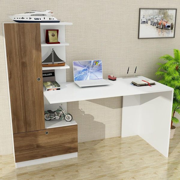 Skye Decor, Domingos - Bianco, Noce, Scrivanie, Bianco, 120 X 73,8 X 61,8 Cm-image