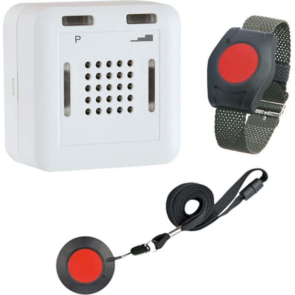 Set Di Chiamata Infermiera Eldat Per Due Persone: Chiamata Di Emergenza A Domicilio Senza Funzione Di Riconoscimento Con Braccialetto Di Chiamata Di Emergenza Impermeabile E Trasmettitore Di Chiamata Di Emergenza Da Indossare Per L'assistenza Domiciliare; Sistema Di Chiamata Di Emergenza Senza Fili; Pulsante Di Chiamata Di Emergenza Per Anziani-image