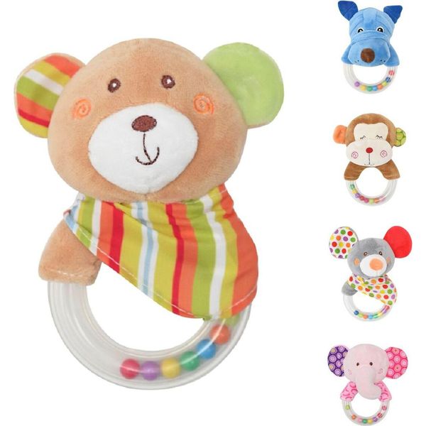 Lorelli Sonaglio Bambino Peluche 13 Cm Sonaglio Anello Afferrare Giocattolo Peluche Peluche Zona Rughe Beige-image