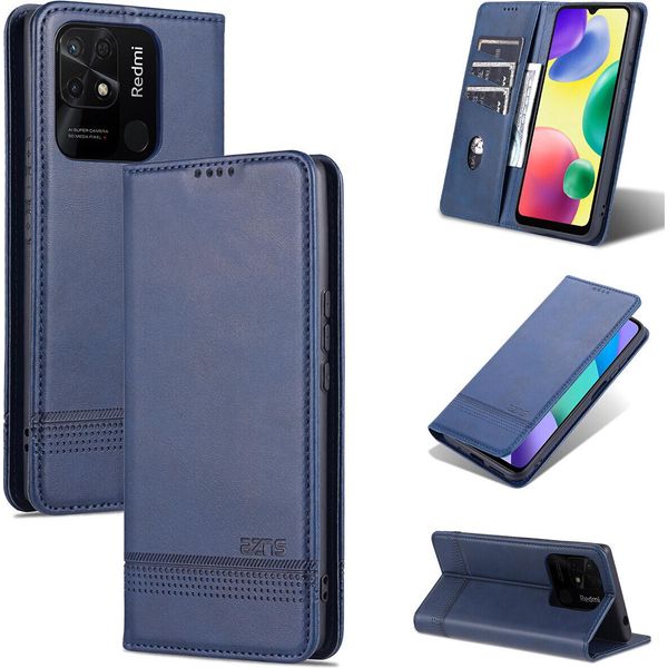 Xiaomi Redmi 10C Custodia In Pelle, Flip Cover Wallet Case Chiusura Magnetica Stand Custodia Protettiva Per Xiaomi Redmi 10C Blu-image