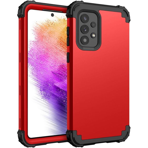 Custodia Per Samsung Galaxy A73 5G Hybrid 3In1 Pc E Tpu Antiurto, Custodia Resistente Rossa-image