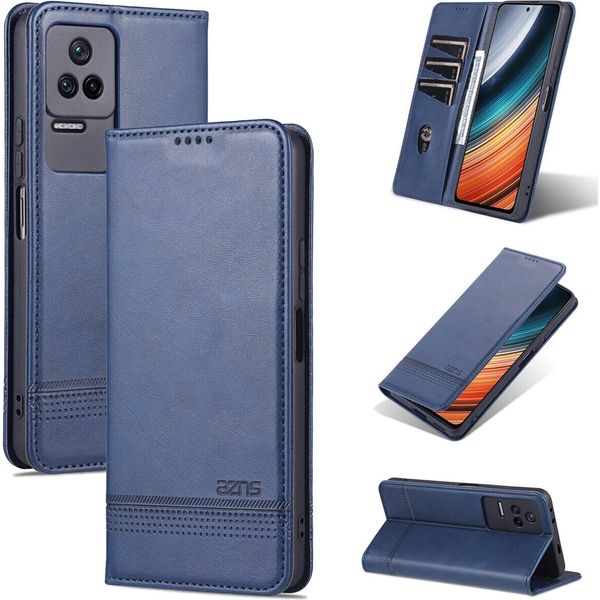 Redmi K50 Pro Custodia In Pelle, Flip Cover Wallet Case Chiusura Magnetica Stand Custodia Protettiva Per Xiaomi Redmi K50 / K50 Pro Blu-image