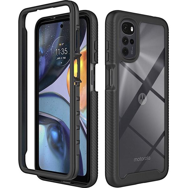 Moto G22 Case, Hybrid Transparent Back Cover, Rugged Tpu Bumper, Custodia Antiurto Per Motorola Moto G22 Nero-image