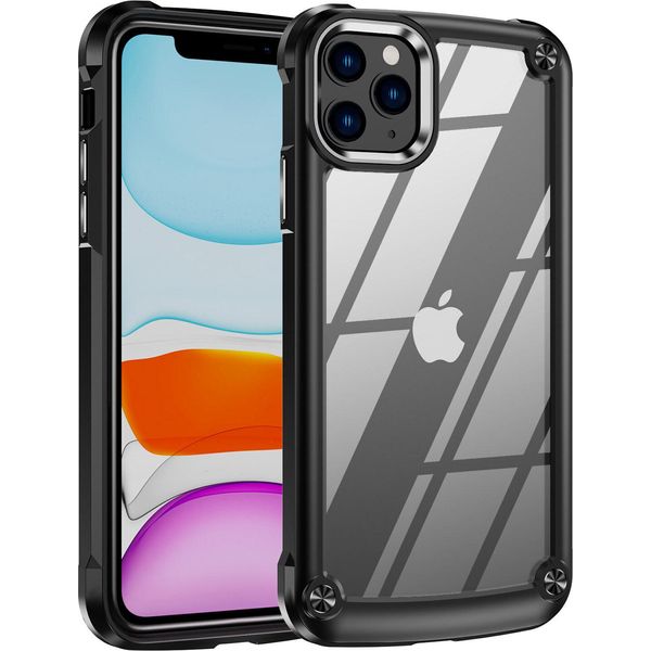 Custodia Iphone 11 Pro, Custodia Ibrida Trasparente Pc Tpu Bumper E Antiurto Per Iphone 11 Pro Nero-image