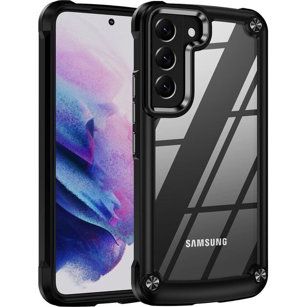 Custodia Per Samsung Galaxy S23+, Paraurti Ibrido In Pc Tpu Trasparente E Custodia Antiurto Nera-image
