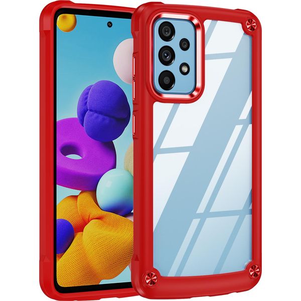 Samsung A52 Custodia, Paraurti Ibrido Trasparente In Pc Tpu E Custodia Antiurto Per Samsung Galaxy A52 5G/A52 4G/A52S 5G Rosso-image