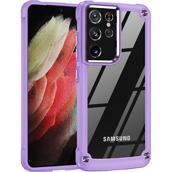 Custodia Samsung S21 Ultra 5G, Paraurti Ibrido In Pc Tpu Trasparente E Custodia Antiurto Per Samsung Galaxy S21 Ultra 5G Viola-image